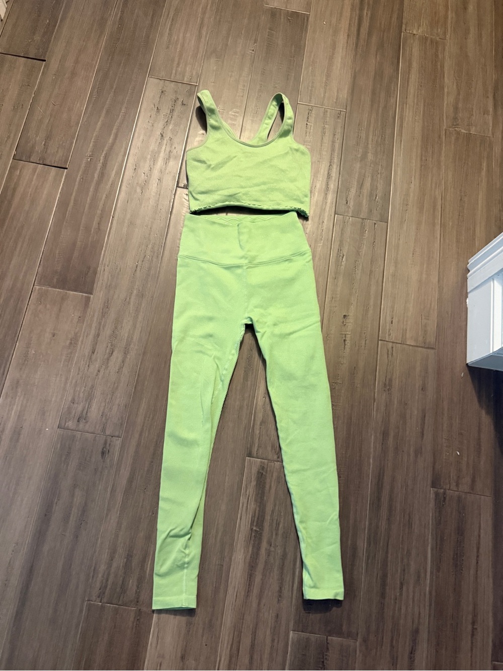 Spiritual Gangster Neon Lime High-Waist Leggings and Crop Tank Set